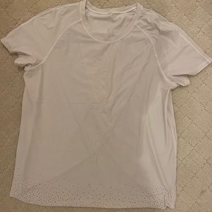 White Lululemon T shirt workout